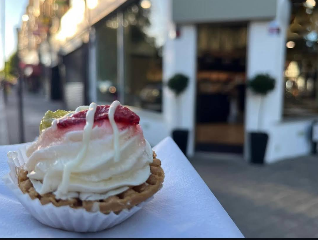 Cakes displayed at the shop front